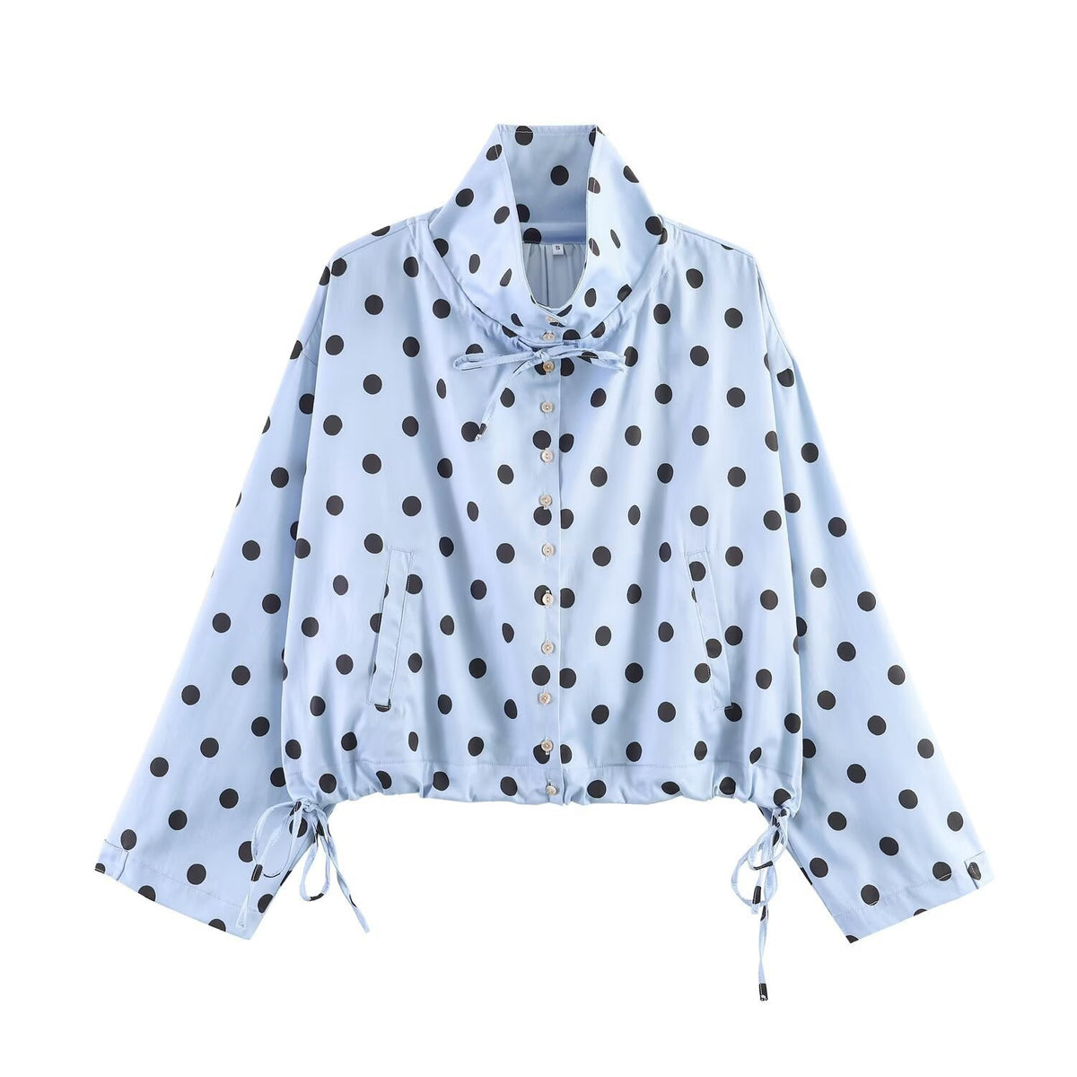 Women's Lightweight Windbreaker with Stand Collar, Ties and Drawstring Shop Velvia