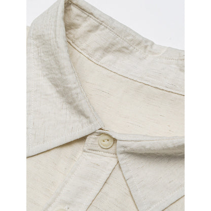 Men's Casual Long Sleeve Relaxed Fit Leisure Shirt made of Linen-Cotton Mix with Chest Pocket Shop Velvia