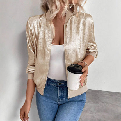 Women's Shiny Bomber Jacket Shop Velvia