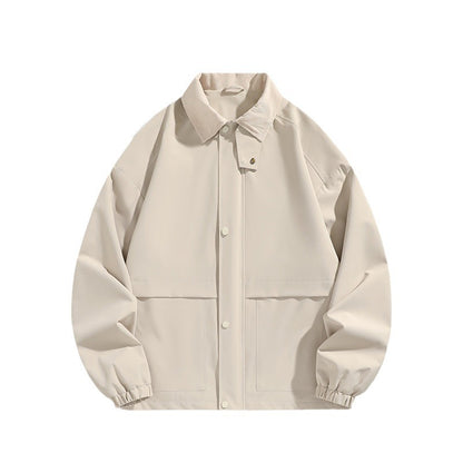 Men's Oversized Utility Jacket with Cord Collar and Snap Front Shop Velvia