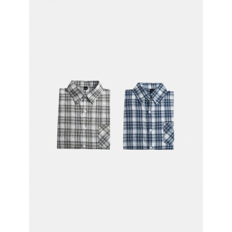 Unisex Oversize-checkered Flannel shirt with rounded hem and diagonal chest pocket Shop Velvia