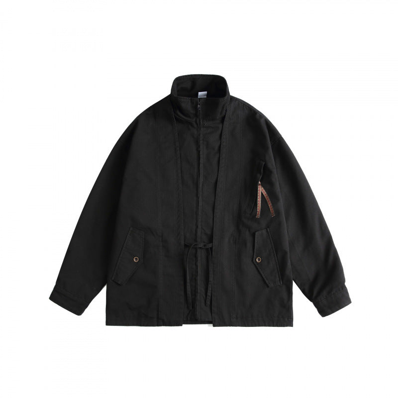 Unisex Boxy Utility Jacket with High Stand Collar, Full Zip and Drawstring Shop Velvia