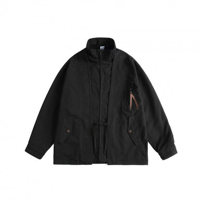 Unisex Boxy Utility Jacket with High Stand Collar, Full Zip and Drawstring Shop Velvia