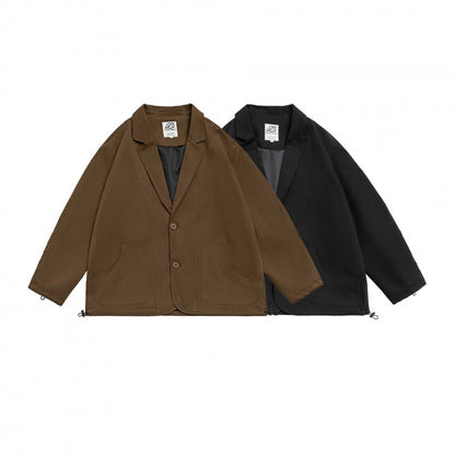 Unisex Oversized Blazer Jacket in Utility Look with Drawstring and Patch Pockets Shop Velvia