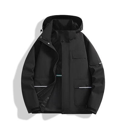 Men's three-layer trekking jacket with welded seams, hood, and multifunction pockets Shop Velvia