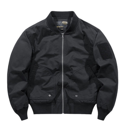 Men's short-cut lightweight bomber jacket with tactical sleeve patch and durable function shell Shop Velvia