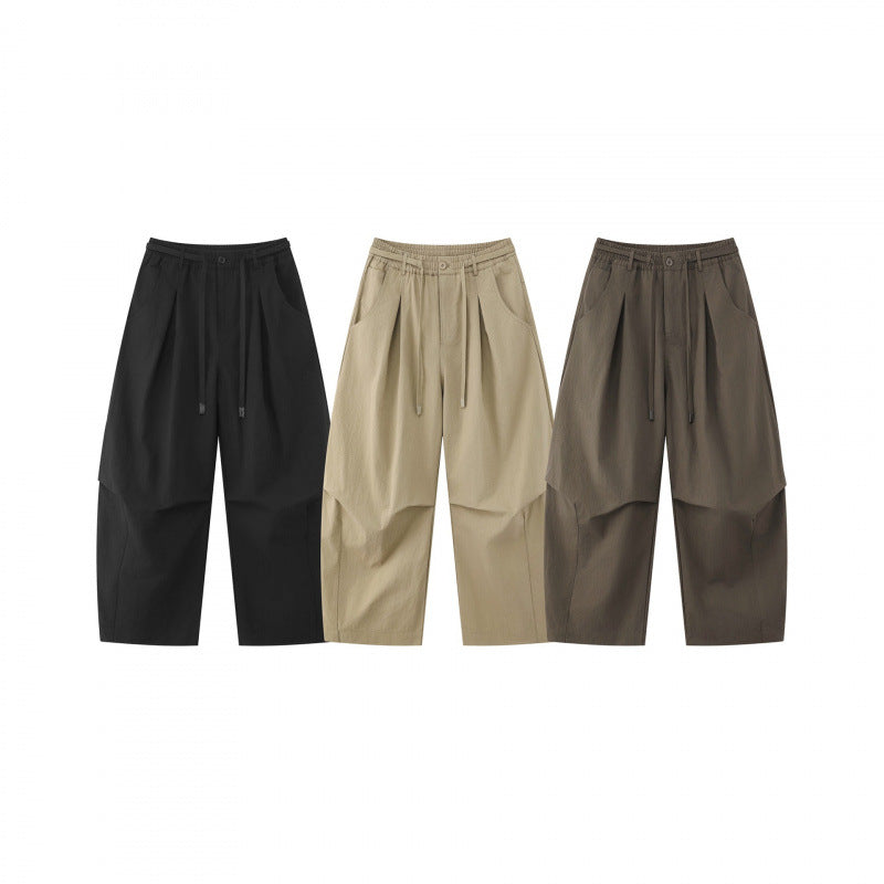 Unisex wide layered pants with balloon-shaped silhouette, high waist and drawstring Shop Velvia