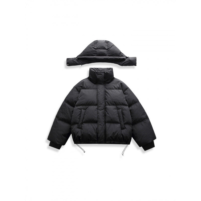 Unisex Short Padded Jacket with Hood, High Stand-Up Collar, and Adjustable Hem Shop Velvia
