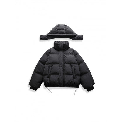 Unisex Short Padded Jacket with Hood, High Stand-Up Collar, and Adjustable Hem Shop Velvia