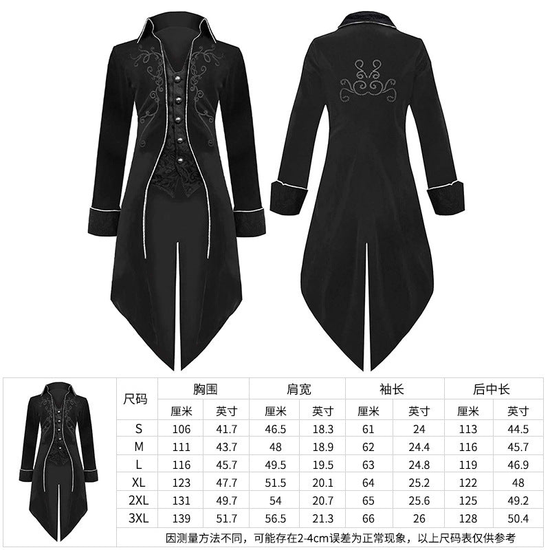 Women’s Victorian tailcoat with tailored cut, decorative embroidery and asymmetric train Shop Velvia
