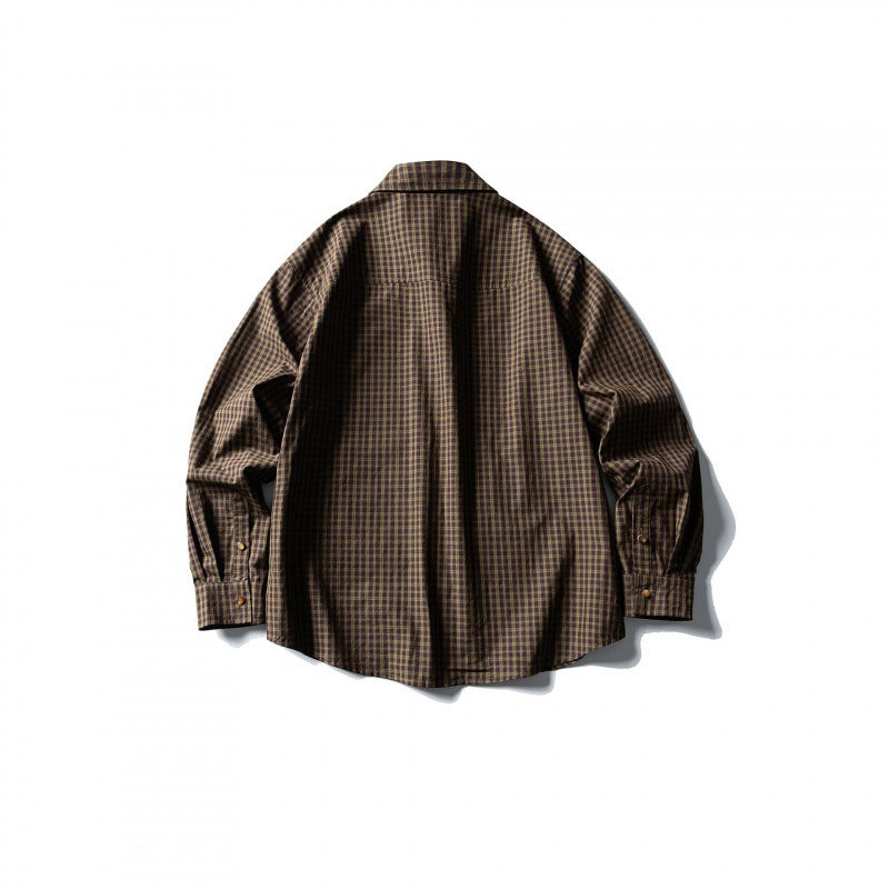 Men's overshirt in check pattern with front pockets and snap button placket Shop Velvia