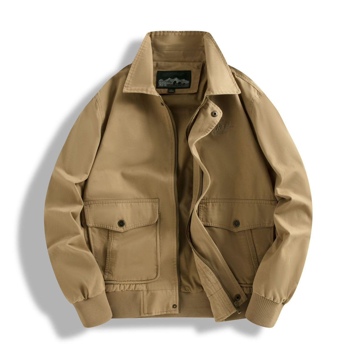 Men's Classic Field Bomber Jacket with Two-Way Zipper and Flap Pockets Shop Velvia