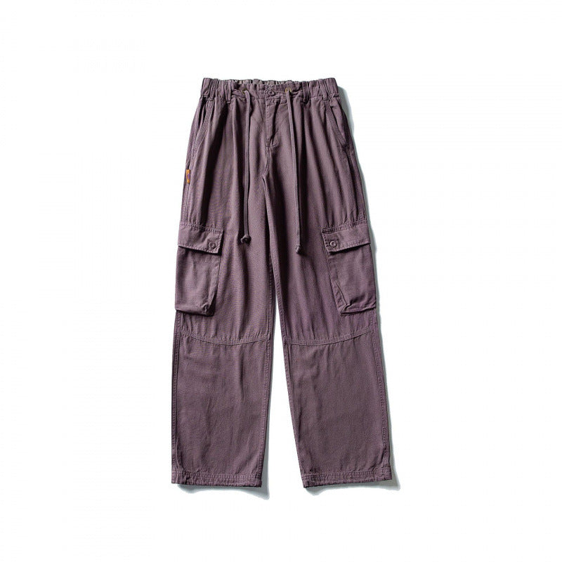 Men's cargo pants with wide leg, elastic drawstring waistband, and patch flap pockets Shop Velvia