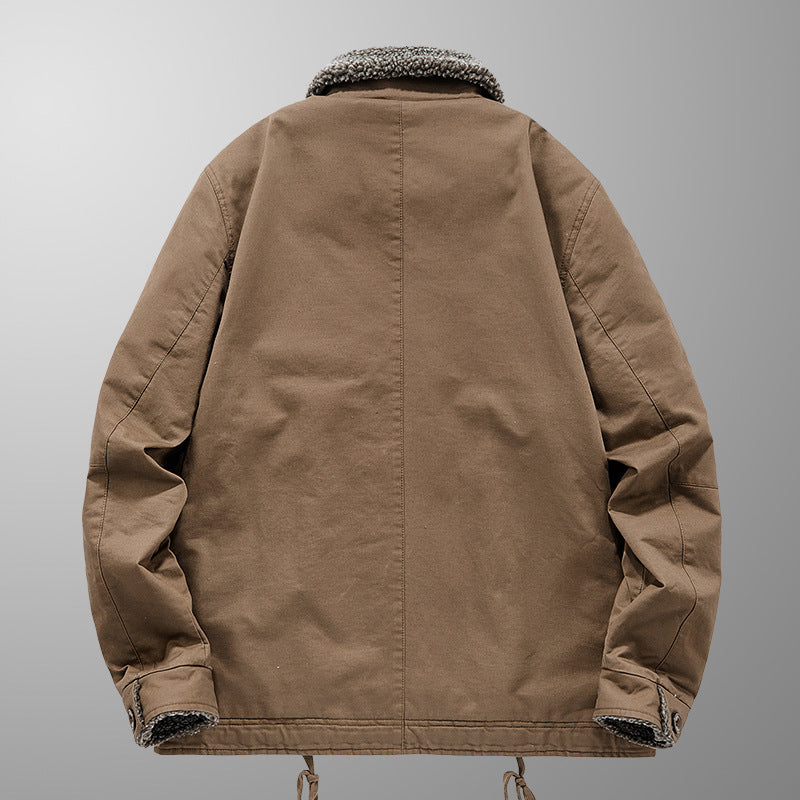 Men's insulated canvas work jacket with sherpa lining and shirt collar Shop Velvia