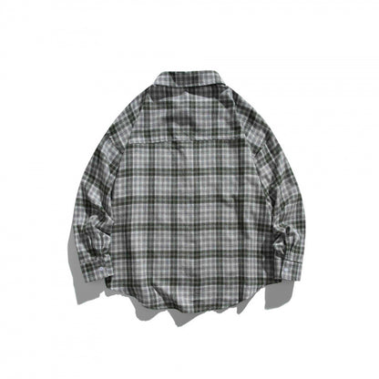 Unisex Oversize Check Shirt Jacket in Boxy Cut with Chest Pocket and Rounded Hem Shop Velvia
