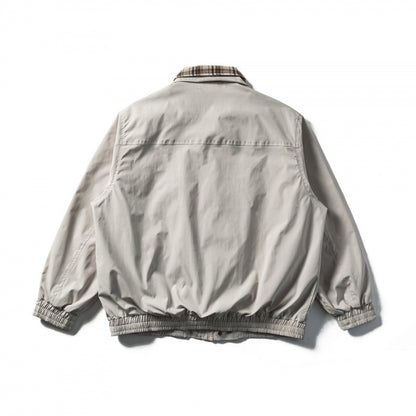 Men's Short Cut Boxy Transition Jacket with Checked Collar and Elastic Hem Shop Velvia