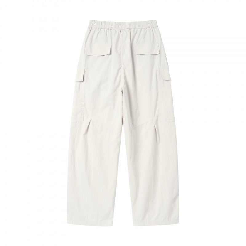 Unisex Wide Cargo Pants with Elastic Waistband, Drawstring and Patch Flap Pockets Shop Velvia