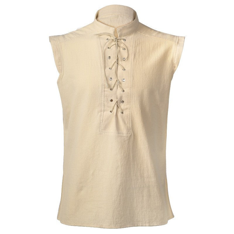 Unisex sleeveless lacing vest in historical LARP design with concealed zipper and metal eyelets Shop Velvia