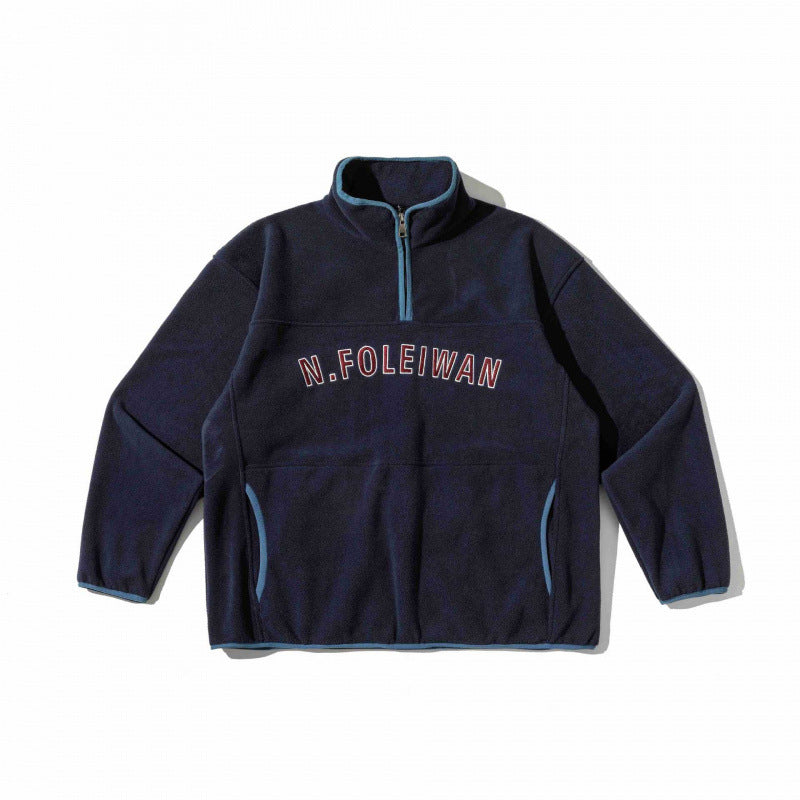 Unisex Oversized Fleece Pullover with Half Zip, Stand-Up Collar and Side Pockets Shop Velvia