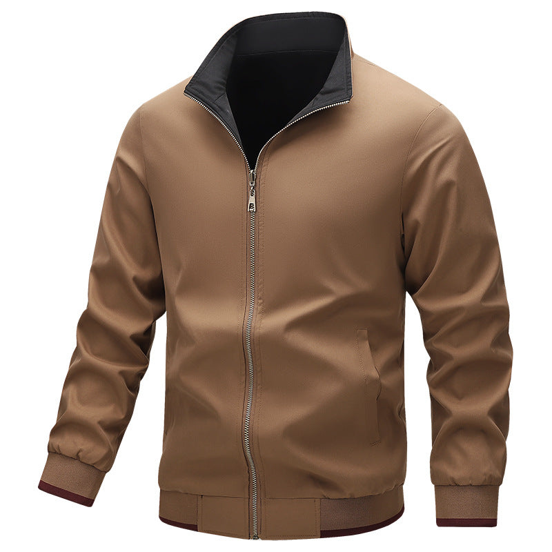 Men's Lightweight Harrington Jacket with Stand-Up Collar, Zip Closure and Contrast Cuffs Shop Velvia