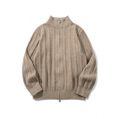 Unisex Zip Sweater with Stand-Up Collar and Vertical Structure Shop Velvia