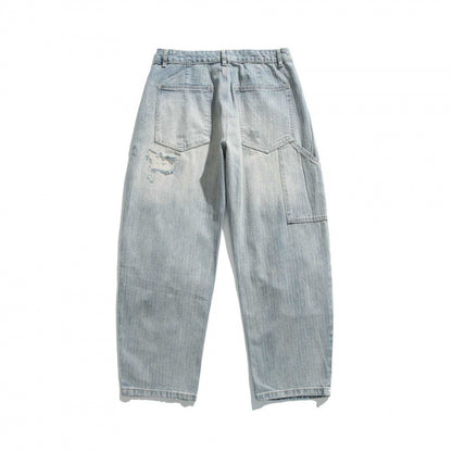 Unisex Wide Vintage Jeans with Distressed Details and Straight Leg Shop Velvia