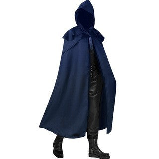 Unisex long hooded cloak with wide drape, detachable shoulder cape and concealed tying system Shop Velvia