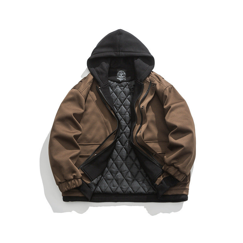 Men's Two-Layer Utility Jacket with Integrated Hood Inner Layer and Flap Pockets Shop Velvia