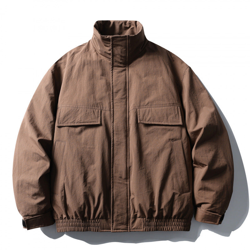 Men's Boxy Field Jacket with High Stand Collar, Padded Lining, and Flap Pockets Shop Velvia