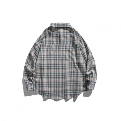 Unisex Oversize Check Shirt Jacket in Boxy Cut with Chest Pocket and Rounded Hem Shop Velvia