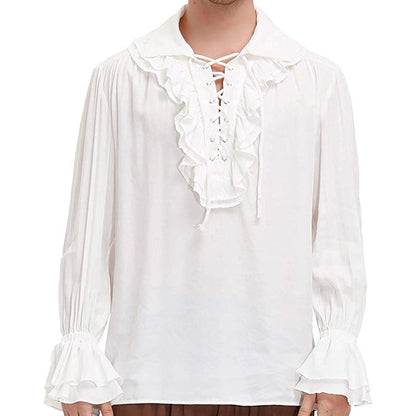 Men's casual short-sleeve shirt with laced V-neck, short stand-up collar, and soft cotton blend Shop Velvia