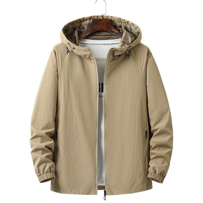 Men's Light Hooded Transition Jacket with Wind and Water Repellent Functional Material Shop Velvia