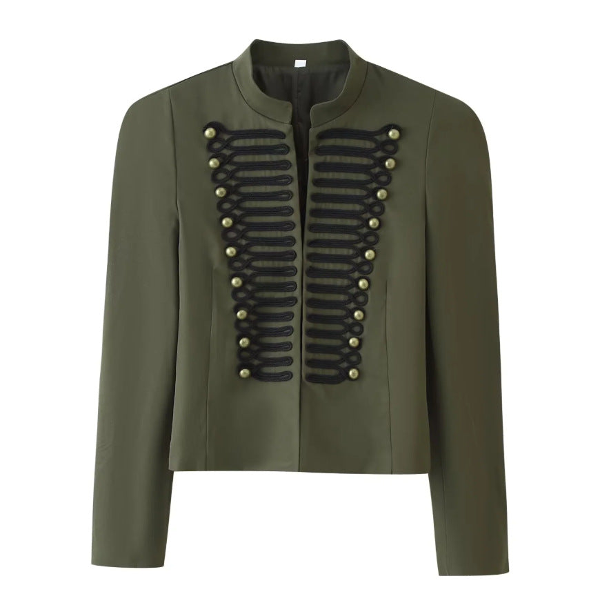 Ladies short jacket in hussar-inspired design with stand-up collar and decorative cords Shop Velvia