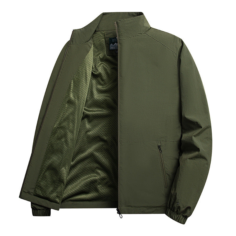 Men's lightweight windproof fleece jacket with stand-up collar and zip pockets Shop Velvia