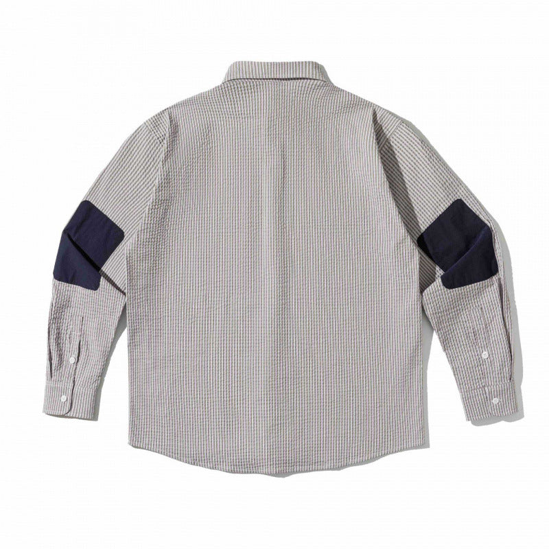 Unisex Boxy Overshirt in Seersucker look with double chest flaps and shirt collar Shop Velvia