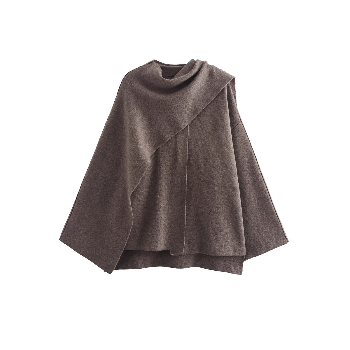 Women's cape with asymmetrical fall, stand-up collar and wool blend Shop Velvia