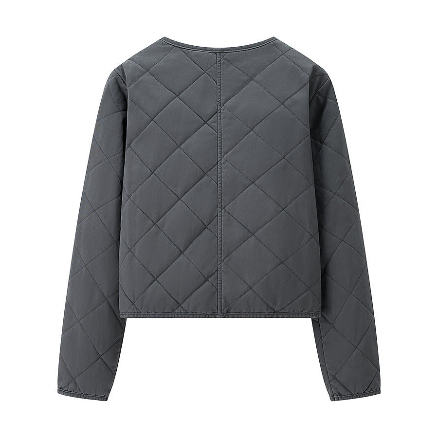 Women’s short quilted jacket with diamond quilting, full zip and integrated pockets Shop Velvia