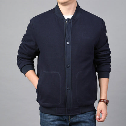 Men's Structured Bomber Jacket with Waffle Knit, Lightly Lined and Snap Placket Shop Velvia