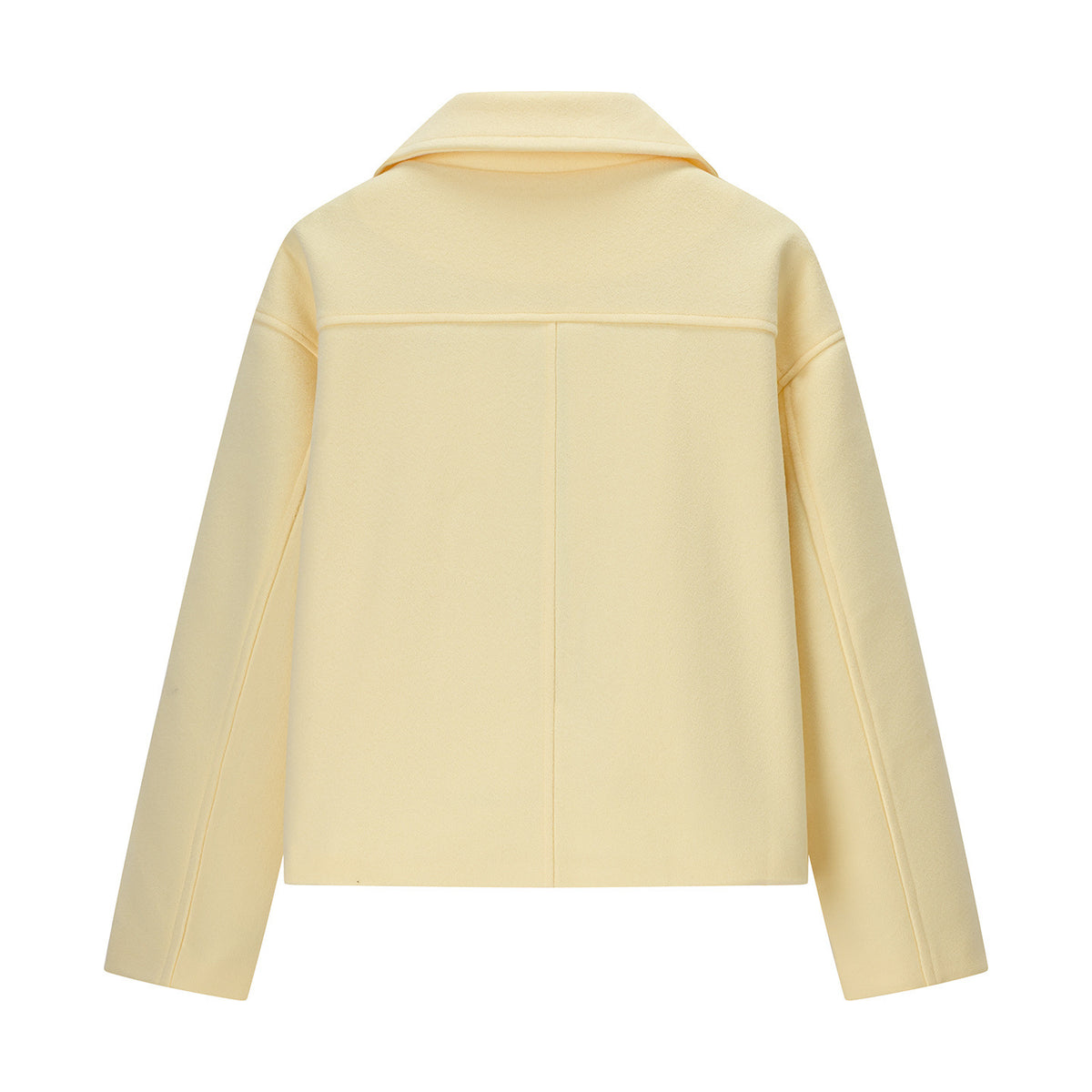 Women’s short coat in peacoat style made of wool blend with boxy oversized silhouette Shop Velvia