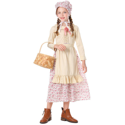 Girls' farmhouse dress with floral details Shop Velvia