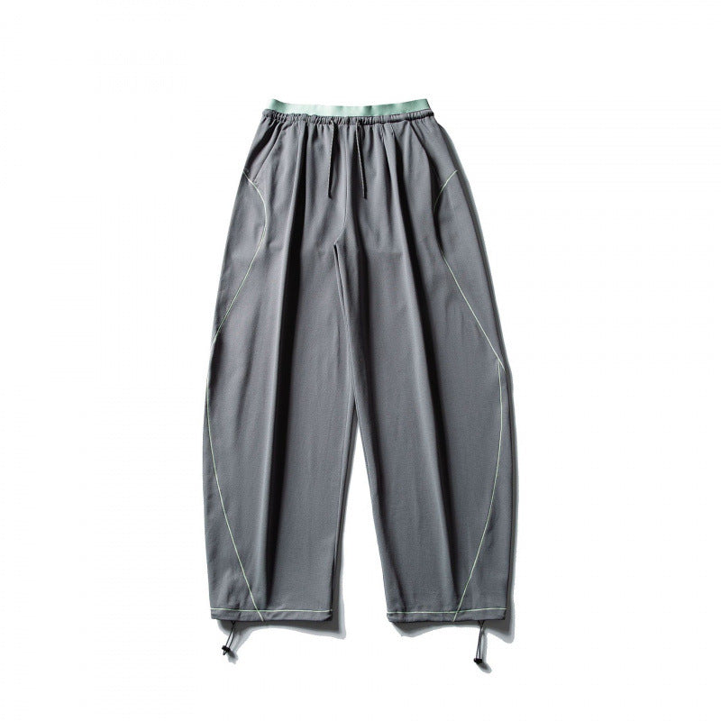 Unisex Wide Tech Jogging Pants with Drawstring, Contrast Seams and Adjustable Hem Shop Velvia