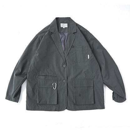 Unisex Loose-Fitting Utility Blazer with Multifunction Pockets Shop Velvia