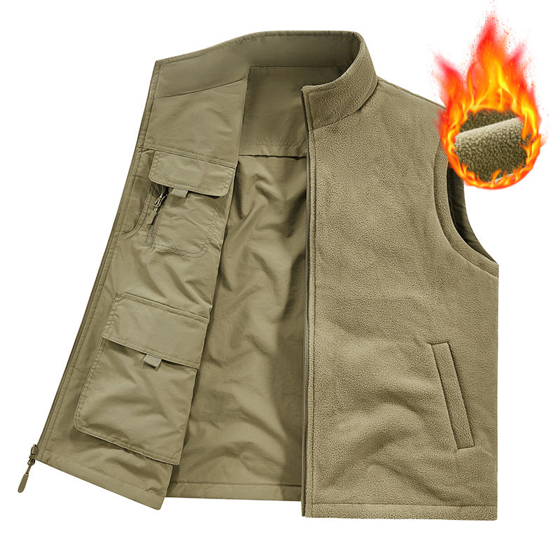 Men's Thermo-Utility Vest with Fleece Lining, Windproof Shell and Multifunction Pockets Shop Velvia