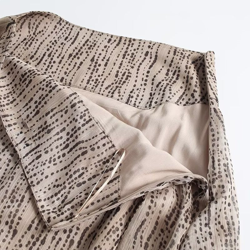 Women Flowing Midi Skirt with Pleat Effect and Subtle Polka Dot Print Shop Velvia