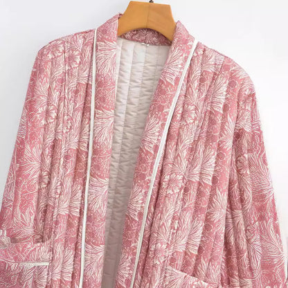 Women's quilted kimono jacket with floral all-over print Shop Velvia