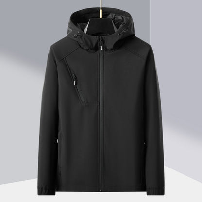 Men's lightweight softshell outdoor jacket with ergonomic hood and diagonal chest zip Shop Velvia