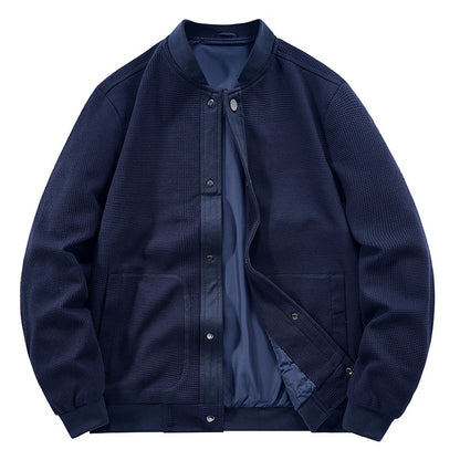 Men's Structured Bomber Jacket with Waffle Knit, Lightly Lined and Snap Placket Shop Velvia