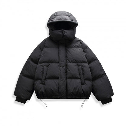 Unisex Short Padded Jacket with Hood, High Stand-Up Collar, and Adjustable Hem Shop Velvia