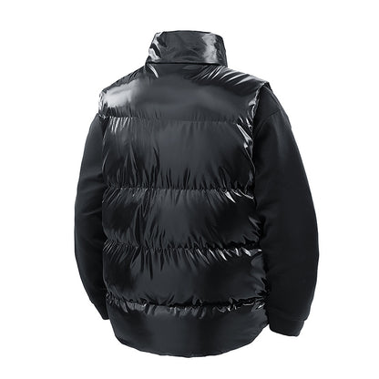 Men's Shiny Quilted Stand Collar Vest with Thermal Filling Shop Velvia