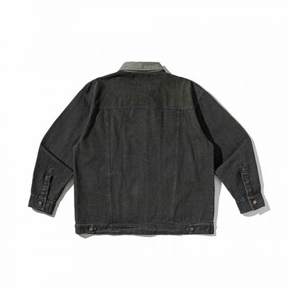 Unisex Boxy Overshirt Jacket made of washed denim with front zipper and multiple pockets Shop Velvia